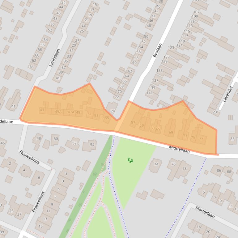 Kaart van postcodegebied 3904LE.