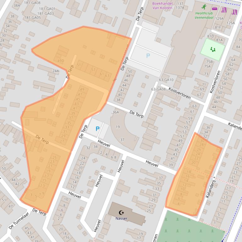 Kaart van postcodegebied 3905AK.
