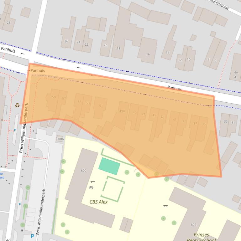 Kaart van postcodegebied 3905AT.