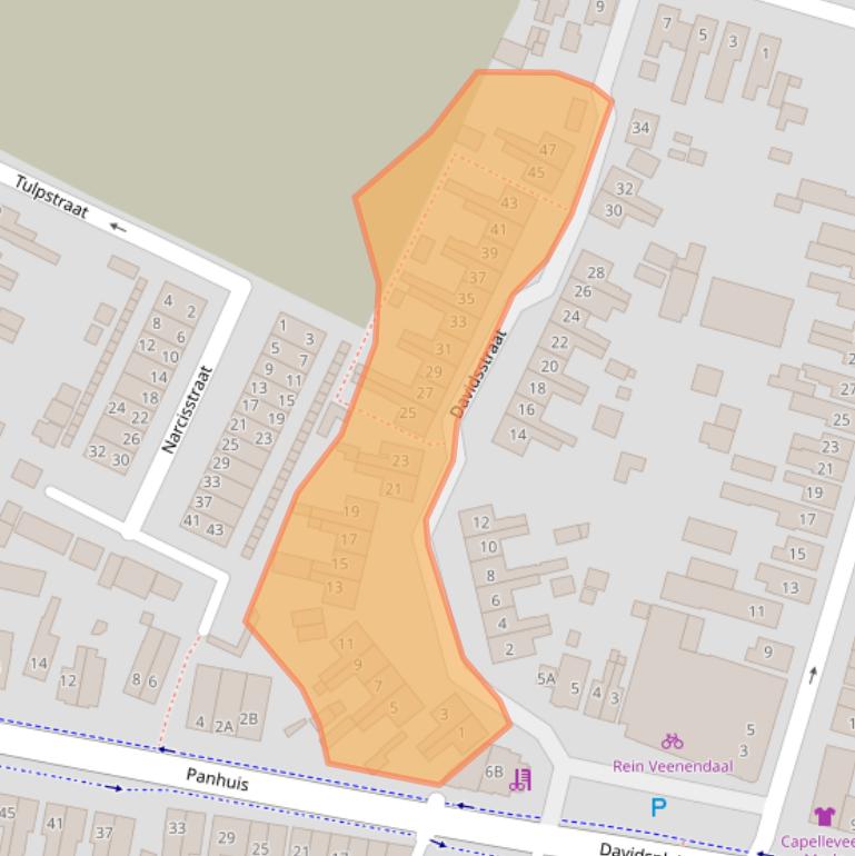 Kaart van postcodegebied 3905BK.