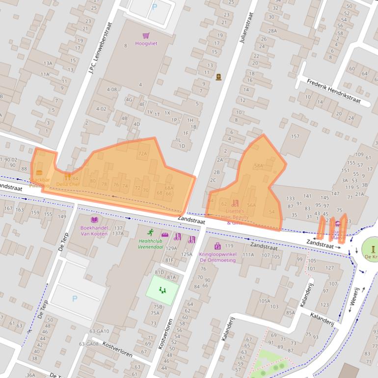 Kaart van postcodegebied 3905ED.