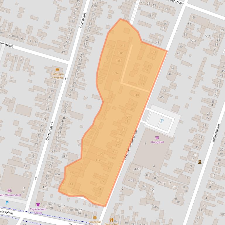 Kaart van postcodegebied 3905EG.