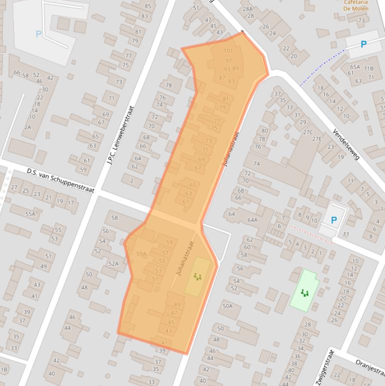 Kaart van postcodegebied 3905EL.