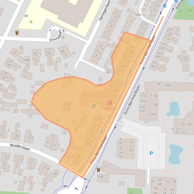 Kaart van postcodegebied 3905JA.