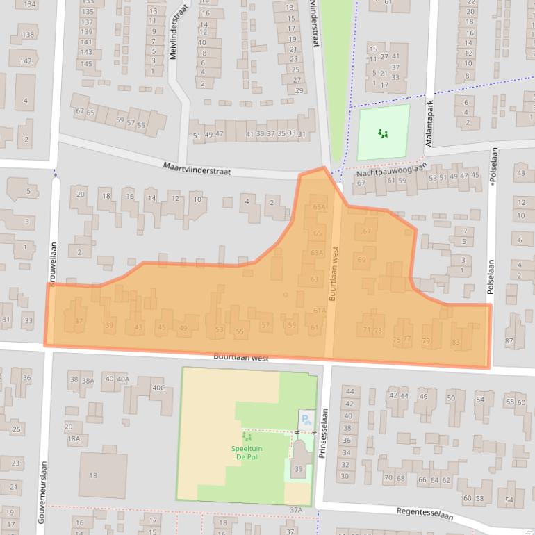 Kaart van postcodegebied 3905JM.