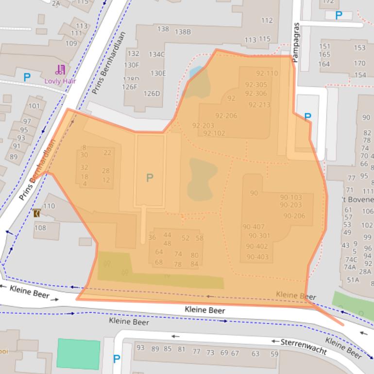 Kaart van postcodegebied 3905JZ.