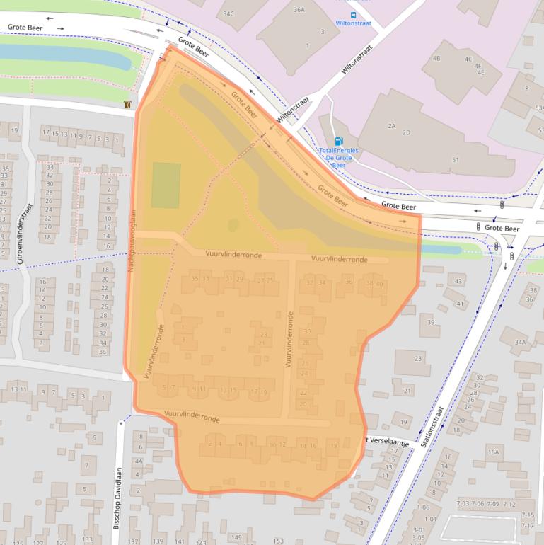Kaart van postcodegebied 3905KN.