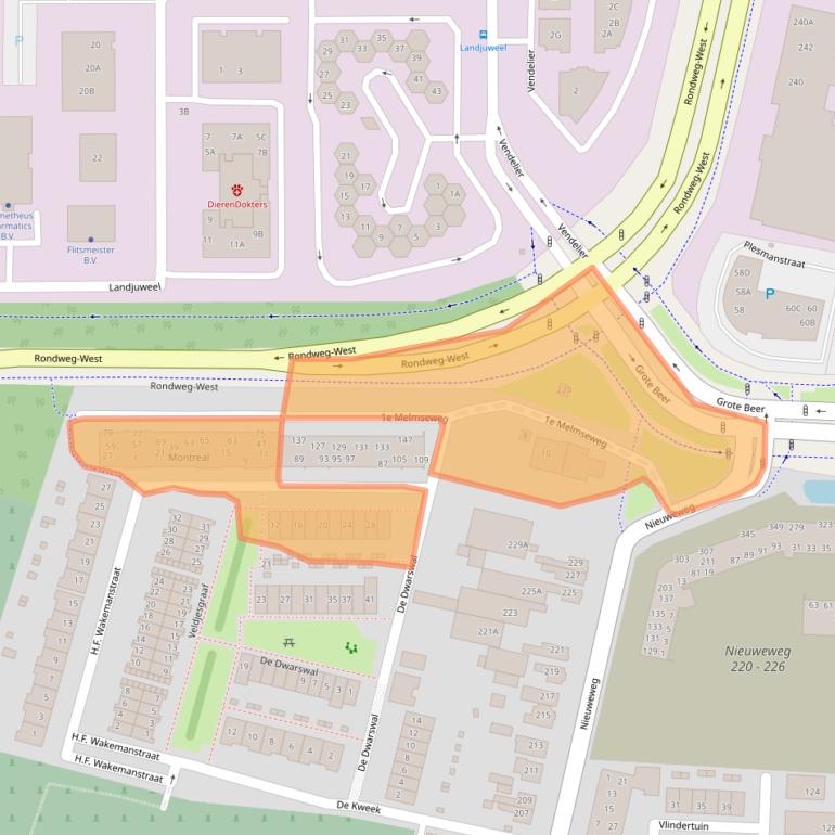 Kaart van postcodegebied 3905MA.