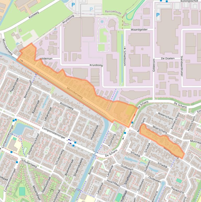 Kaart van postcodegebied 3905MJ.