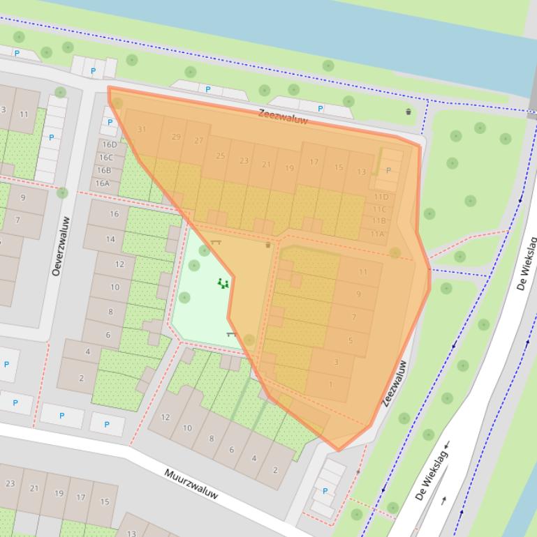 Kaart van postcodegebied 3905SE.