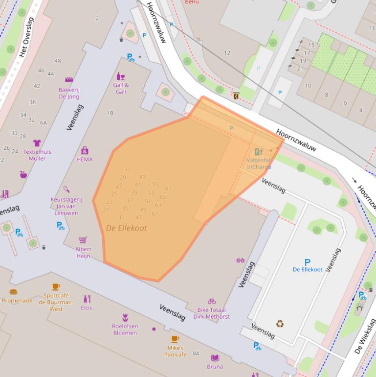 Kaart van postcodegebied 3905SJ.