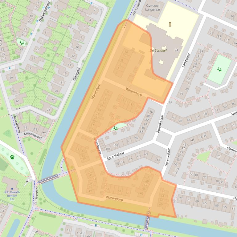 Kaart van postcodegebied 3905WE.