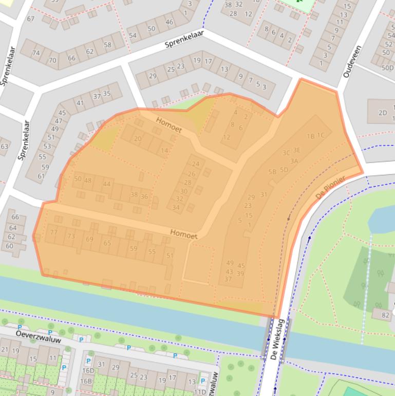 Kaart van postcodegebied 3905WN.