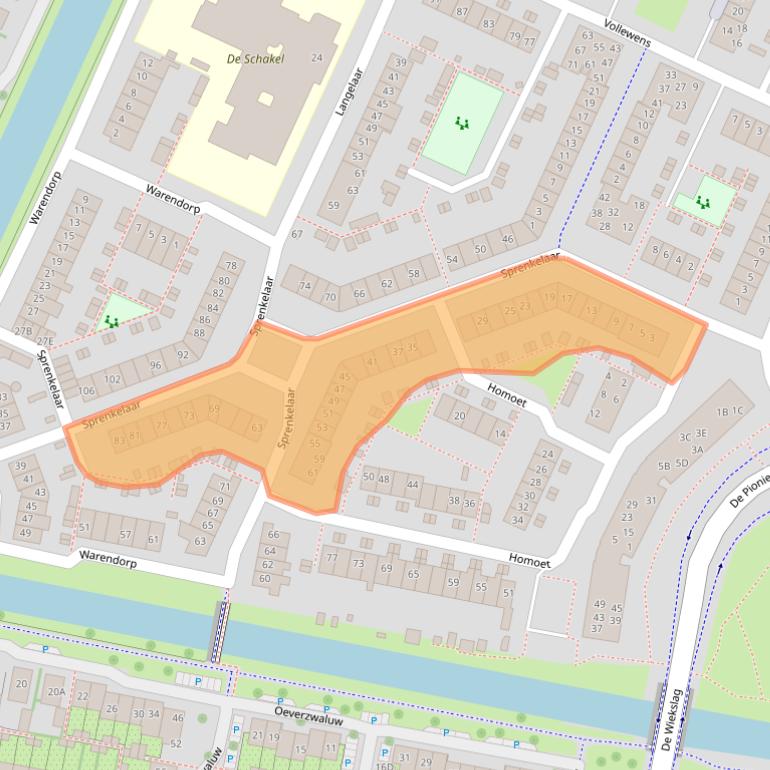 Kaart van postcodegebied 3905WP.
