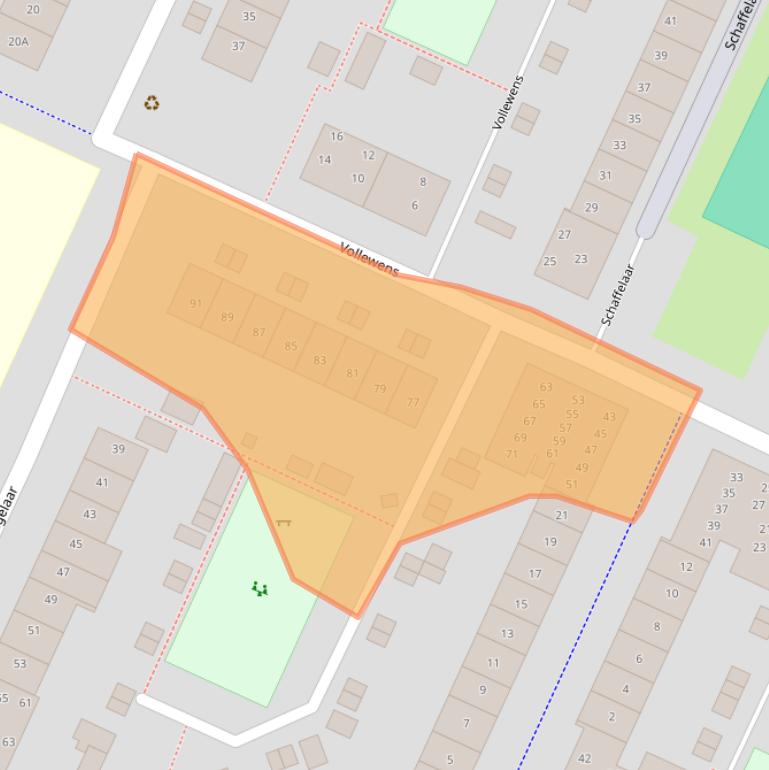 Kaart van postcodegebied 3905WZ.