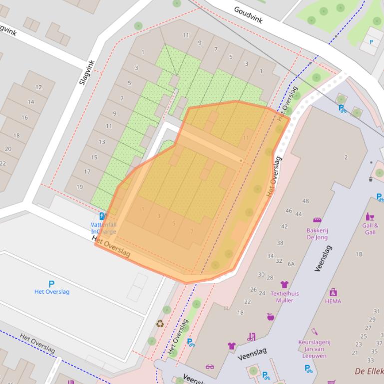 Kaart van postcodegebied 3906AA.
