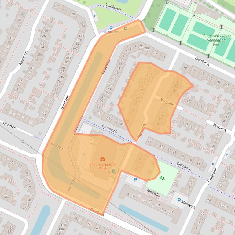 Kaart van postcodegebied 3906AD.