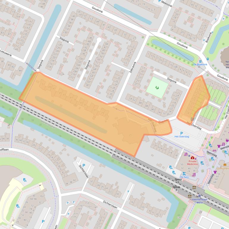 Kaart van postcodegebied 3906AE.