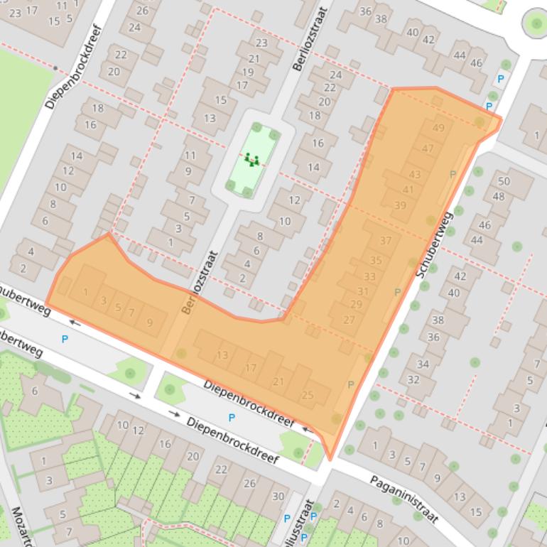 Kaart van postcodegebied 3906BD.