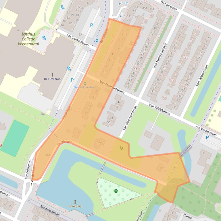 Kaart van postcodegebied 3906EB.