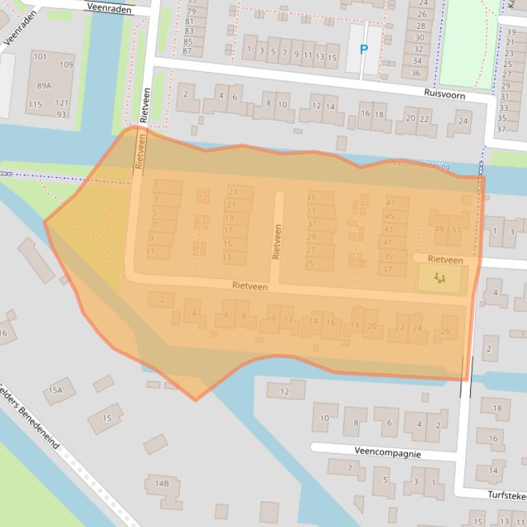 Kaart van postcodegebied 3907GE.