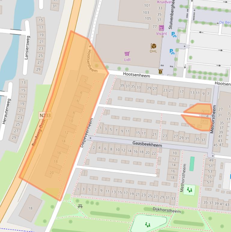 Kaart van postcodegebied 3907NC.