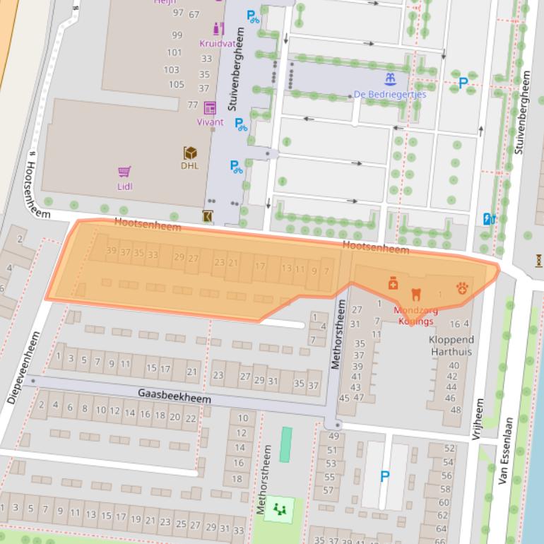 Kaart van postcodegebied 3907NG.