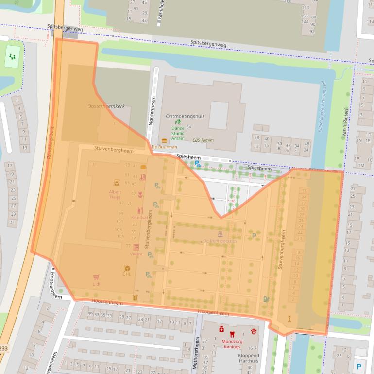 Kaart van postcodegebied 3907NH.