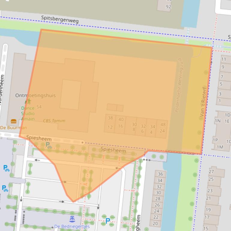 Kaart van postcodegebied 3907NJ.