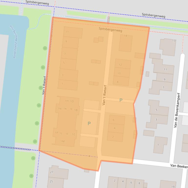 Kaart van postcodegebied 3907NZ.