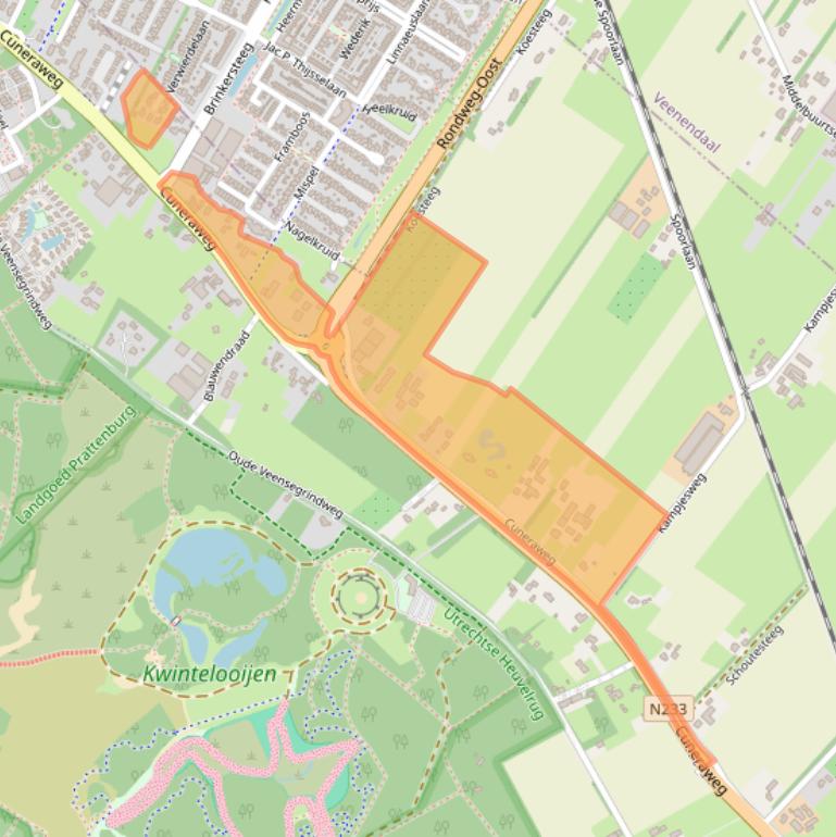 Kaart van postcodegebied 3911RT.