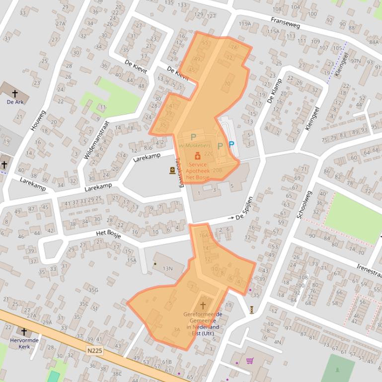 Kaart van postcodegebied 3921CM.