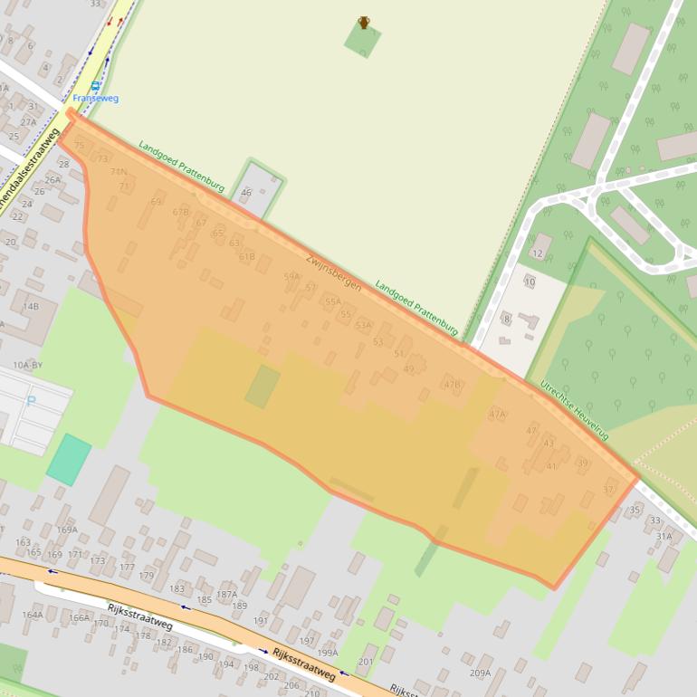 Kaart van postcodegebied 3921DW.