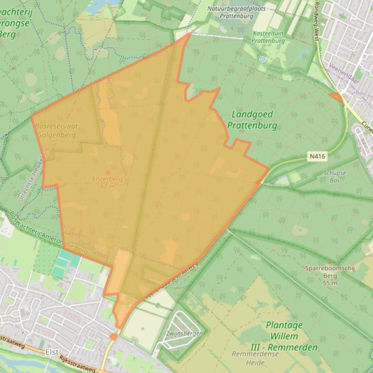 Kaart van postcodegebied 3921EB.