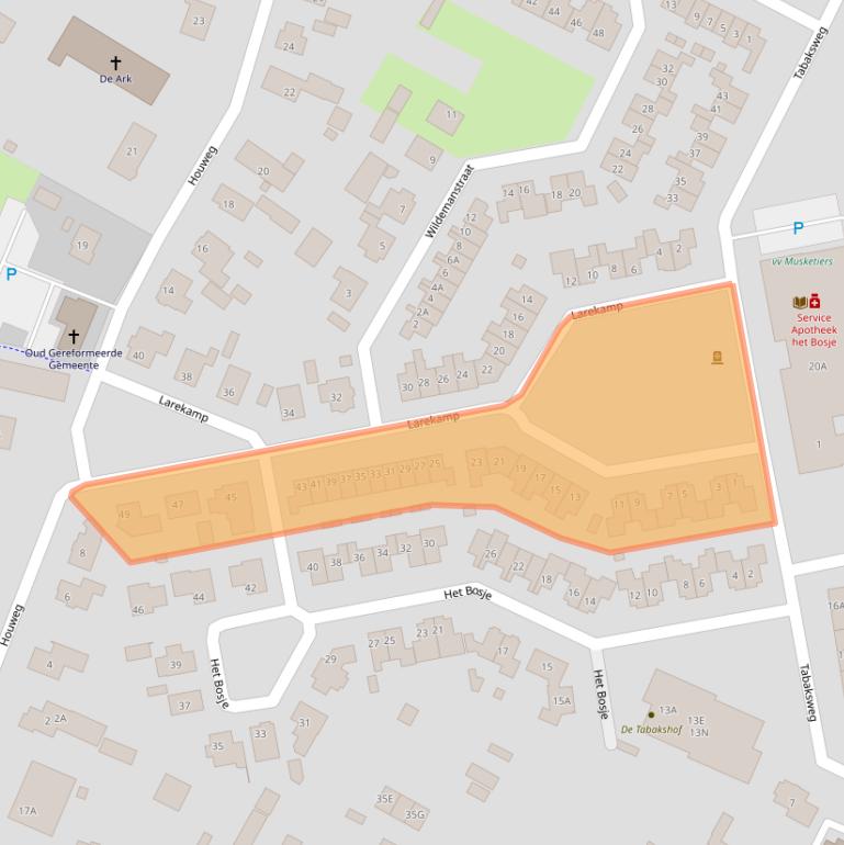 Kaart van postcodegebied 3921EG.