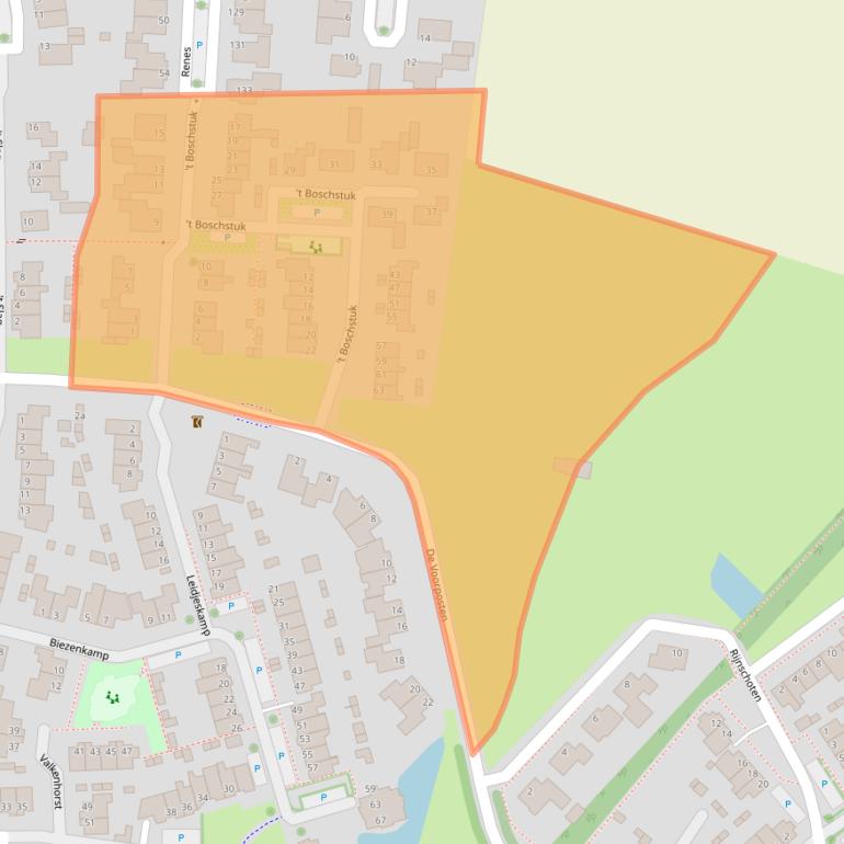 Kaart van postcodegebied 3925TT.