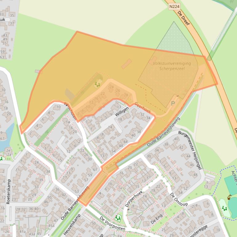 Kaart van postcodegebied 3925WJ.