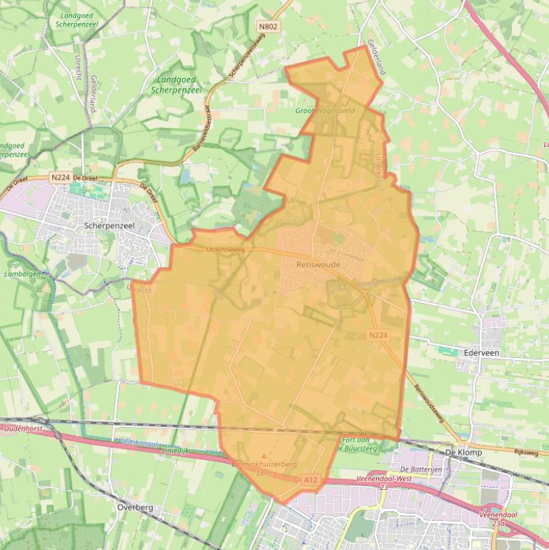 Kaart van postcodegebied 3927.