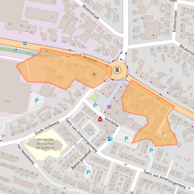 Kaart van postcodegebied 3927BC.