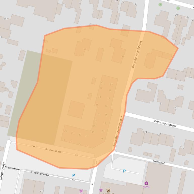 Kaart van postcodegebied 3931BD.