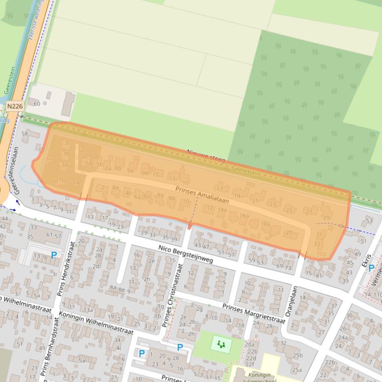 Kaart van postcodegebied 3931BE.