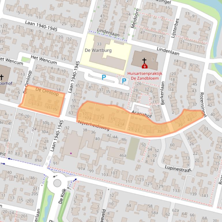 Kaart van postcodegebied 3931CW.