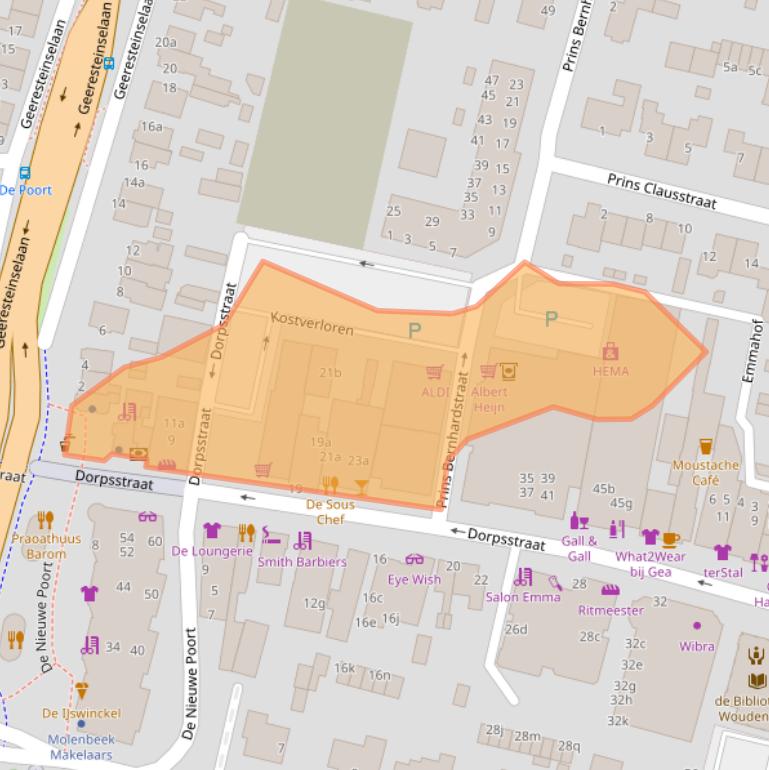 Kaart van postcodegebied 3931ED.