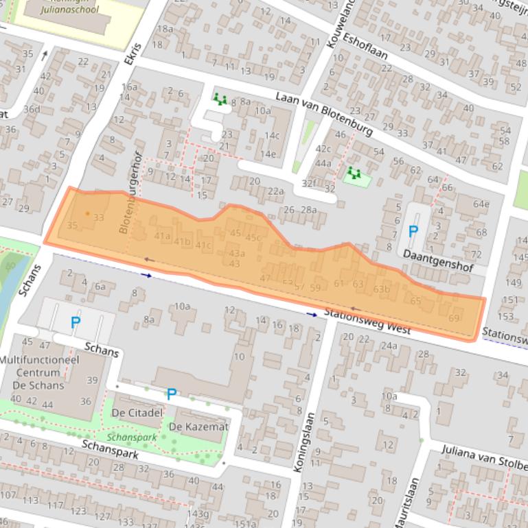 Kaart van postcodegebied 3931EK.