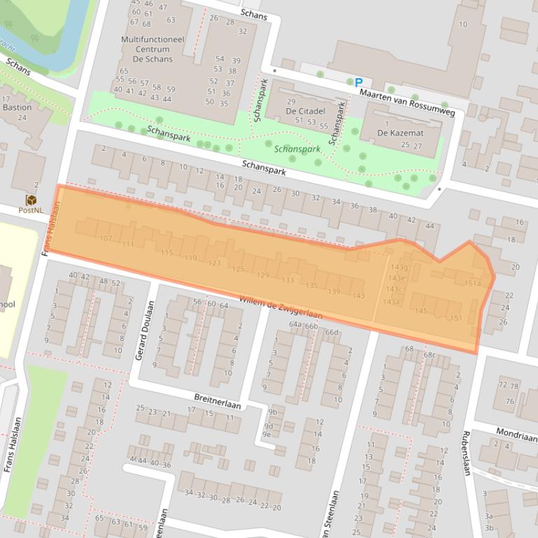 Kaart van postcodegebied 3931KN.