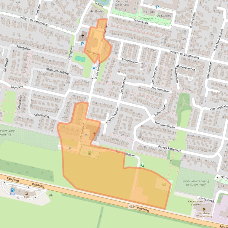 Kaart van postcodegebied 3931LJ.