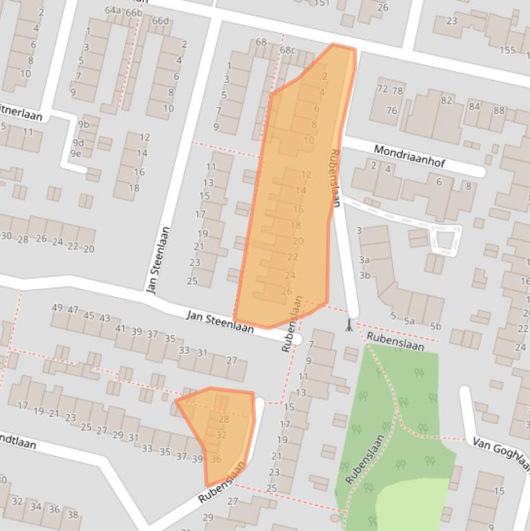 Kaart van postcodegebied 3931TB.