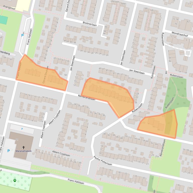 Kaart van postcodegebied 3931TH.