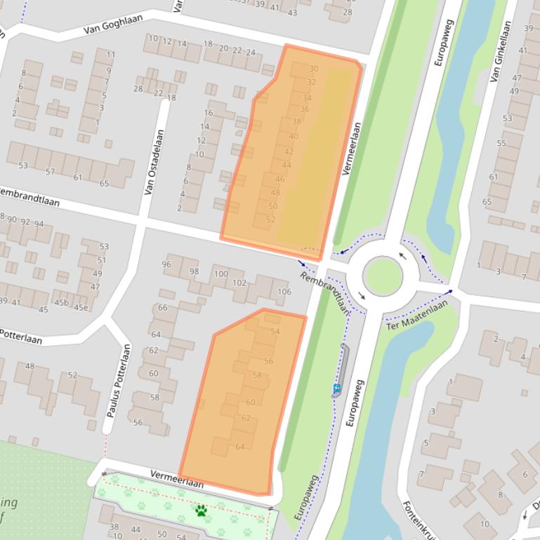 Kaart van postcodegebied 3931TX.