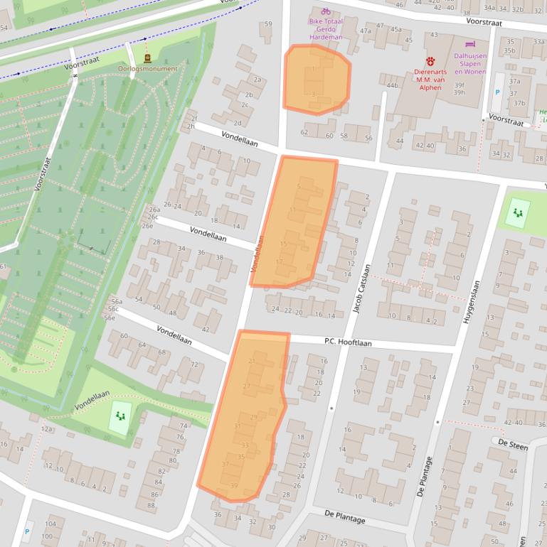 Kaart van postcodegebied 3931VA.